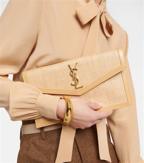 ysl uptown pouch raffia